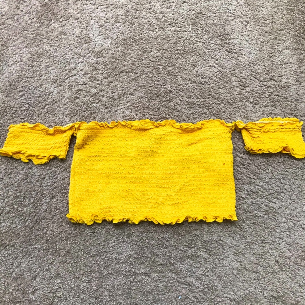 Yellow off the shoulder Crop Top